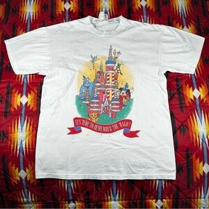 Vintage 90s Walt Disney World Shirt Mickey Inc 25th Anniversary Large White